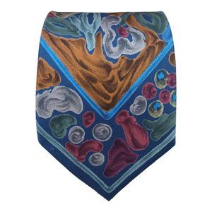 LEONARD Blue Art Silk Tie ITALY 57"/ 3.7" EC